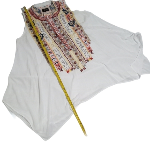 Johnny Was Biya Boho  Embroidered Handkerchief Hem Sleeveless Tunic Top Size XS - Picture 7 of 8